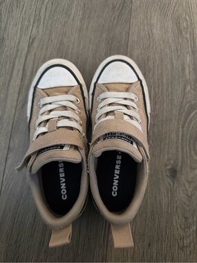 Converse Kids Tan Canvas Low Top Sneakers with White Accents